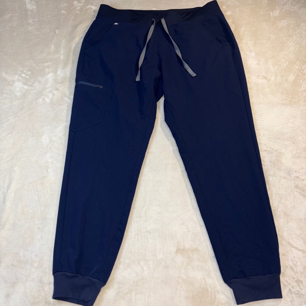FIGS Zamora Jogger Scrub Pants Womens Large Navy Blue W18SW2005 Cargo Pockets